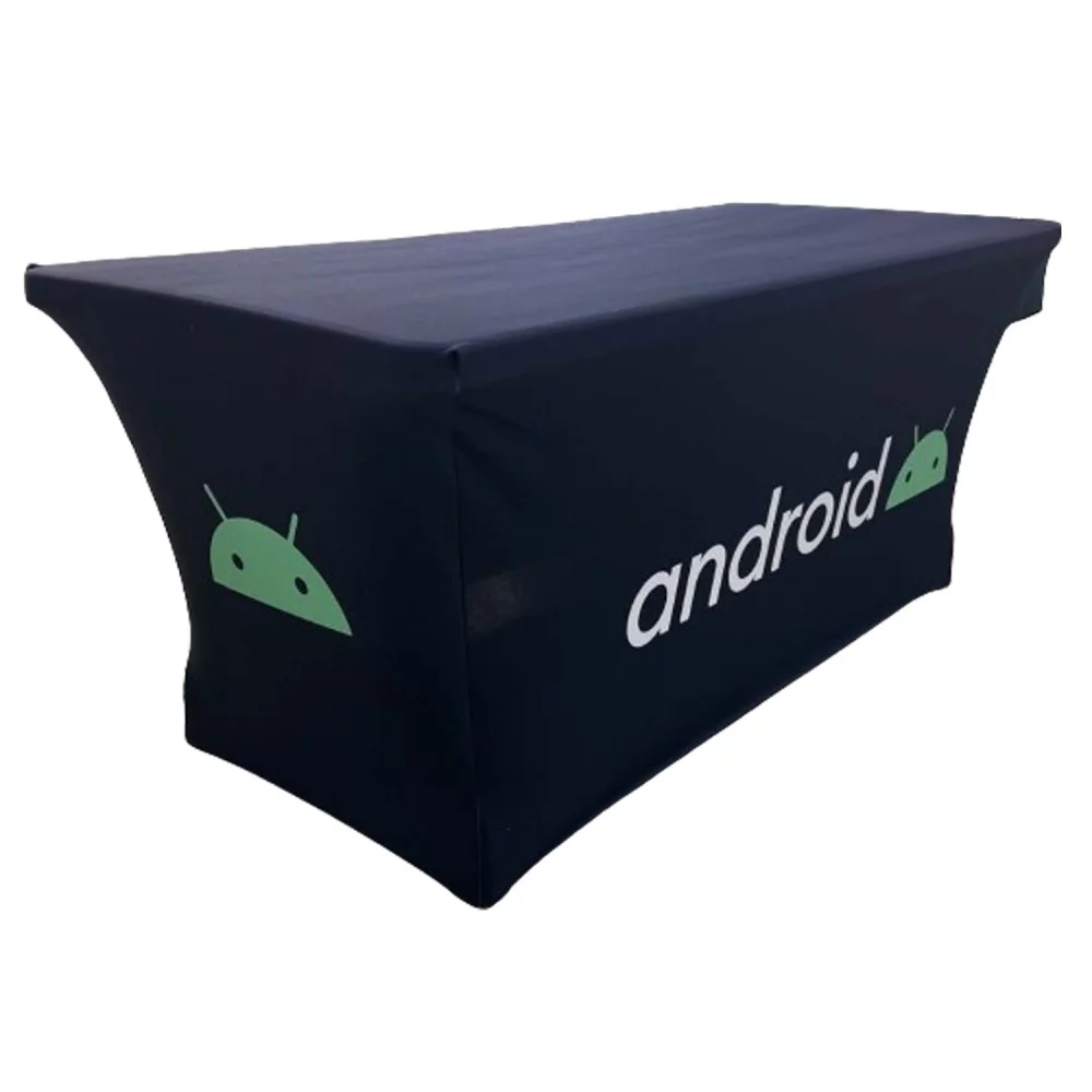 24 Hr Express Ship - Sublimated Stretch Curved Fit Table Throw for 6ft table, 4 sided, Closed Back