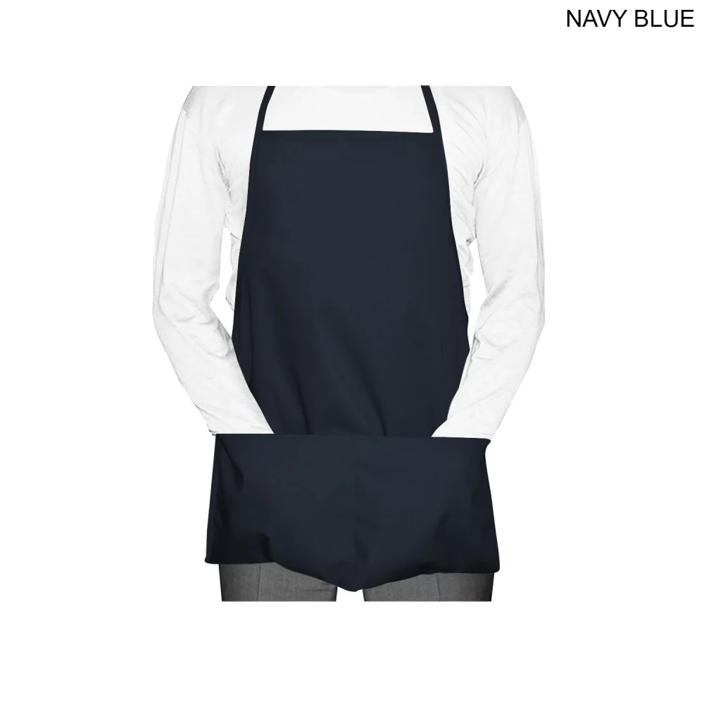 Domestic made Shorter Length Twill Bib Apron, 19x24, 2 Pockets, Blank Only