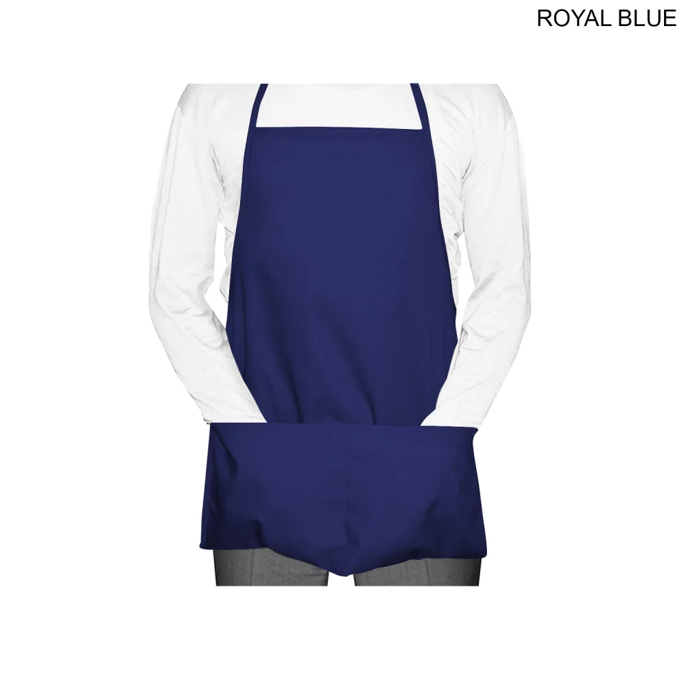 Domestic made Shorter Length Twill Bib Apron, 19x24, 2 Pockets, Blank Only