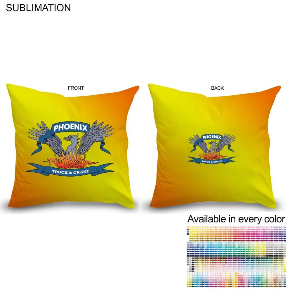 Coussin de jet grand format sublimé, 16x16, fermeture éclair, insert amovible, housse lavable