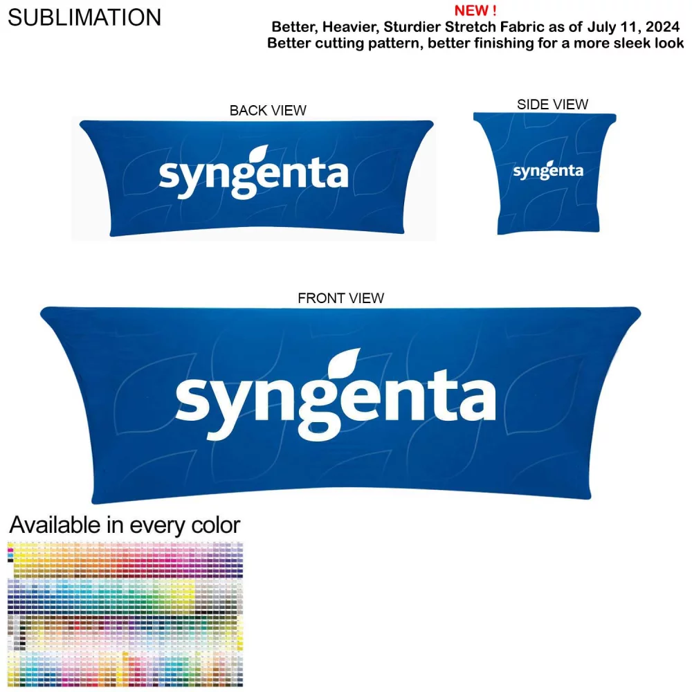 Sublimated Stretch Curved Fit Table Throw for 8ft table, 4 sided, Closed back