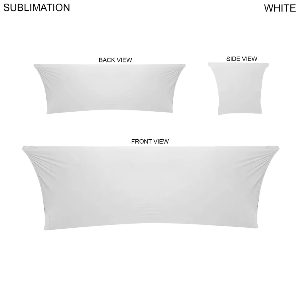 48 Hr Quick Ship - Sublimated Stretch Curved Fit Table Throw for 8ft table, 4 sided, Closed back