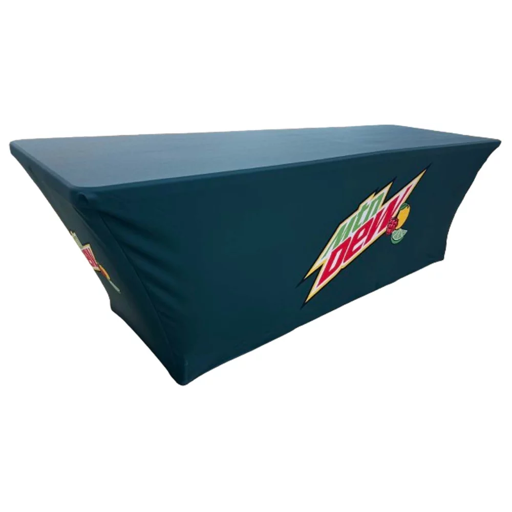 48 Hr Quick Ship - Sublimated Stretch Curved Fit Table Throw for 8ft table, 4 sided, Closed back