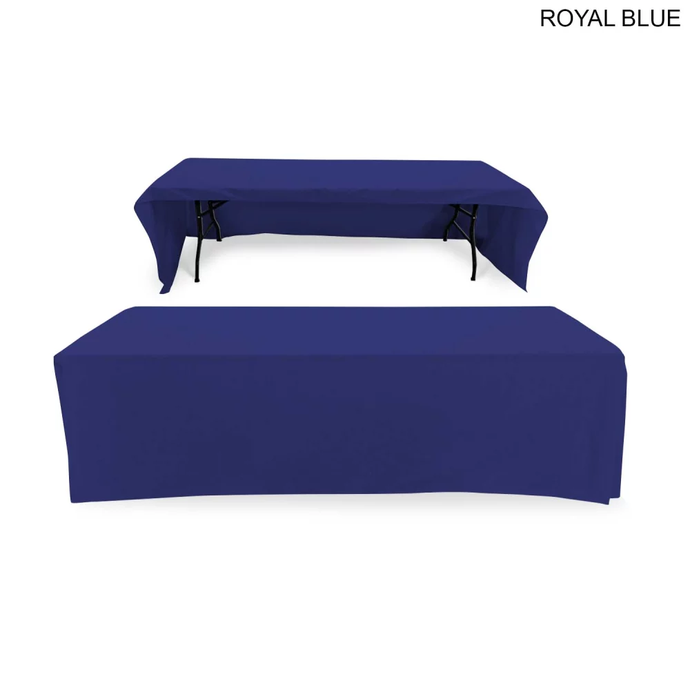 Polycotton Twill Table Throw for 8' Table, Drape style, 3 sided, Open Back, Heat Transfer logo