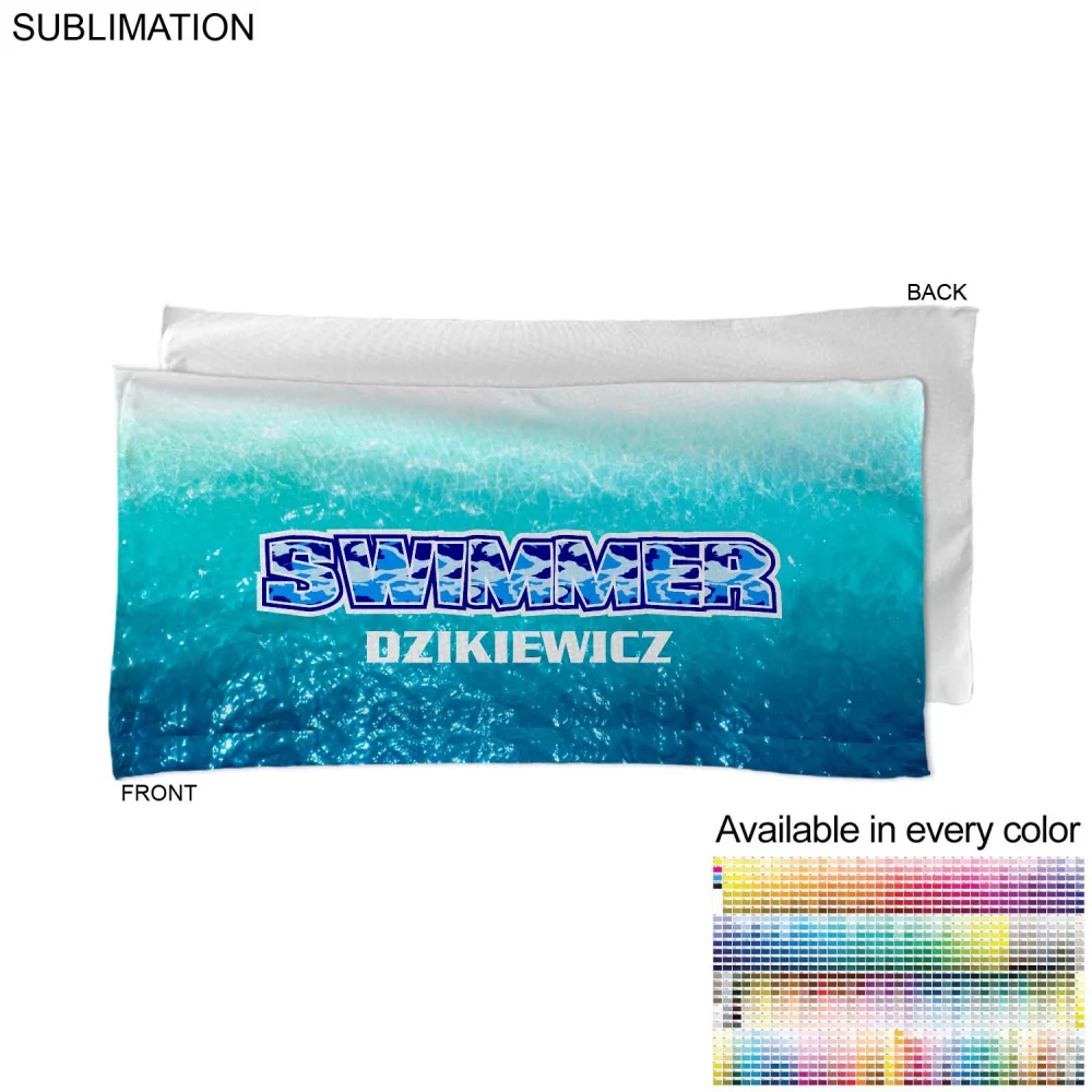 Serviette de bain en microfibre Dri-Lite Terry, 22x44, sublimée sur un côté de bord à bord.