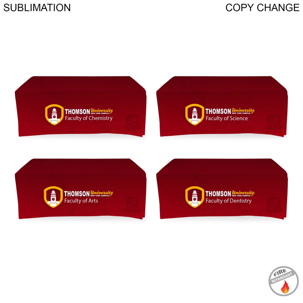Faculty Table Cloth for 6' table, Drape style, 3 sided, Open Back, Have different Faculty names