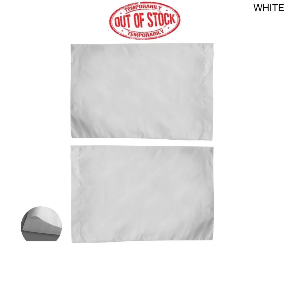 Poplin White Pillowcase, 33x21, 2" End Hem, Polyester, Fits standard size pillows, Blank Only