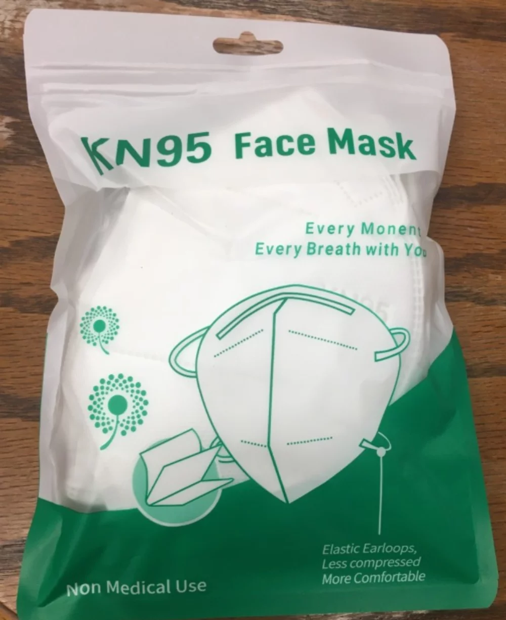 Masques faciaux KN95 5 plis emballés individuellement, sur la liste FDA EUA, vierges uniquement