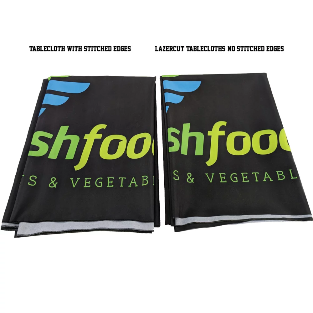 6' LazerCut 4-Sided Sublimated Tablecloth, Drape Style, Closed Back