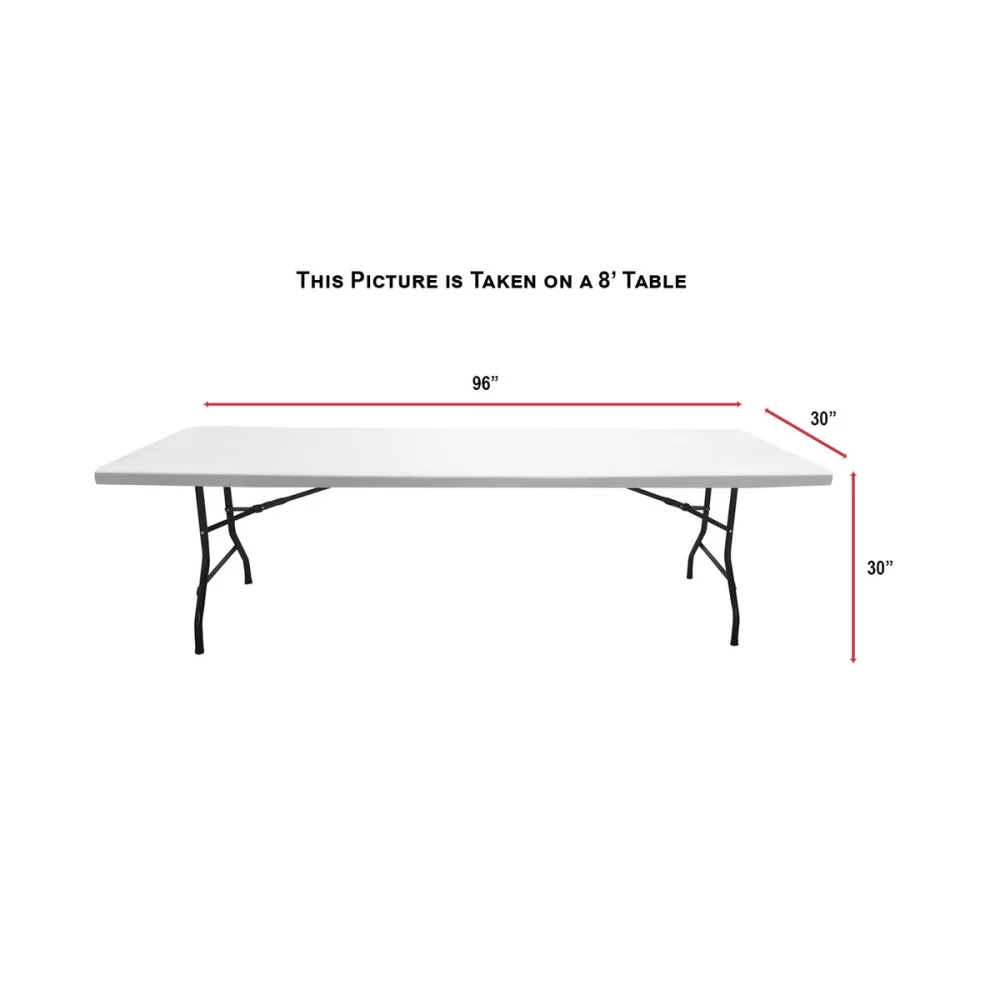48 Hr Quick Ship - Sublimated PREMIUM Cloth for 8' Table, Drape Style, Open Back, Rounded corners