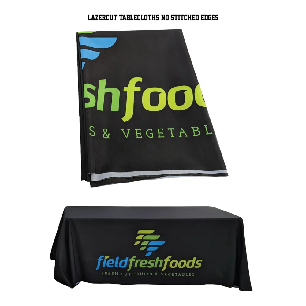 6' LazerCut 4-Sided Sublimated Tablecloth, Drape Style, Closed Back