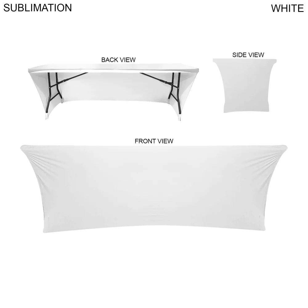 Sublimated Stretch Curved Fit Table Throw for 8ft table, 3 sided, Open Back