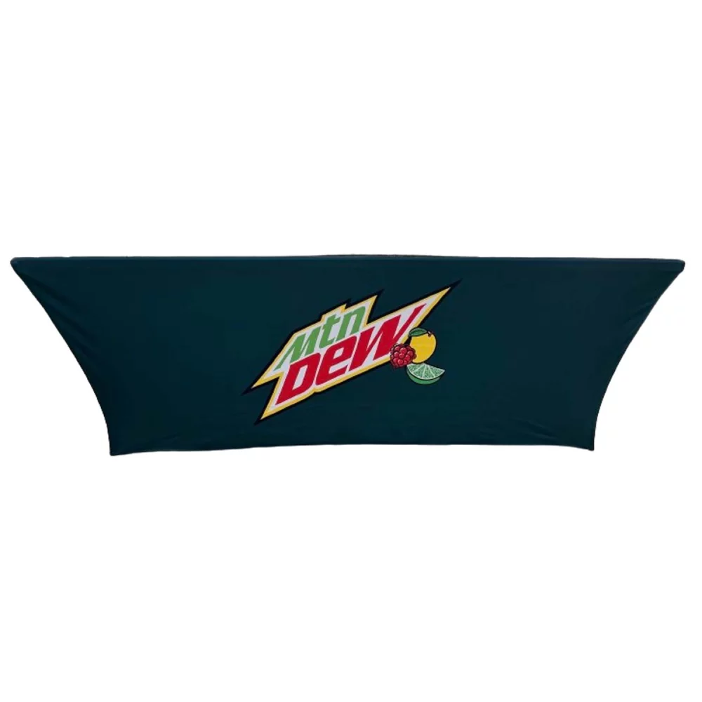 Sublimated Stretch Curved Fit Table Throw for 8ft table, 3 sided, Open Back