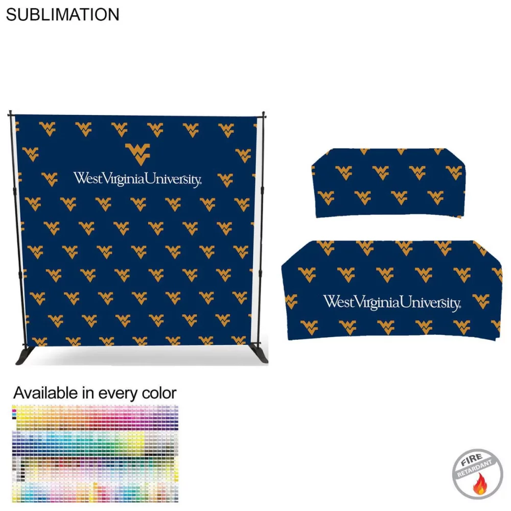 Tradeshow Booth Package Deluxe, 8' Expanding Display and 6' Sublimated PREMIUM Tablecloth