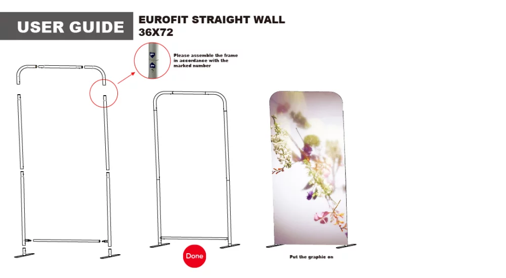 Tradeshow Booth Package Sleek, 2'wide Skinny EuroFit Wall Display + PREMIUM 6' Sublimated Tablecloth