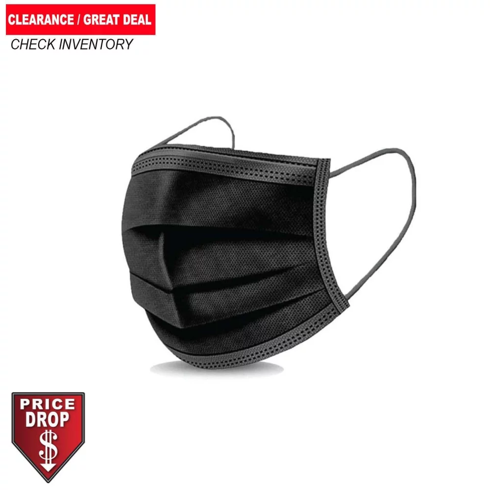 3-Ply Disposable Face Mask, Black, Blank only
