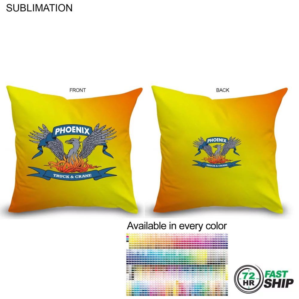 72 Hr Fast Ship - Sublimated Large Throw Cushion, 16x16, Invisible Zipper Closure, Removable insert