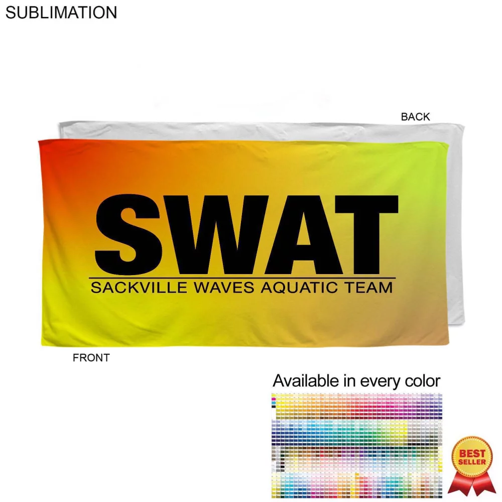 Swim Towel in Microfiber Dri-Lite Terry, 30x60, Sublimated Edge to Edge 1 side