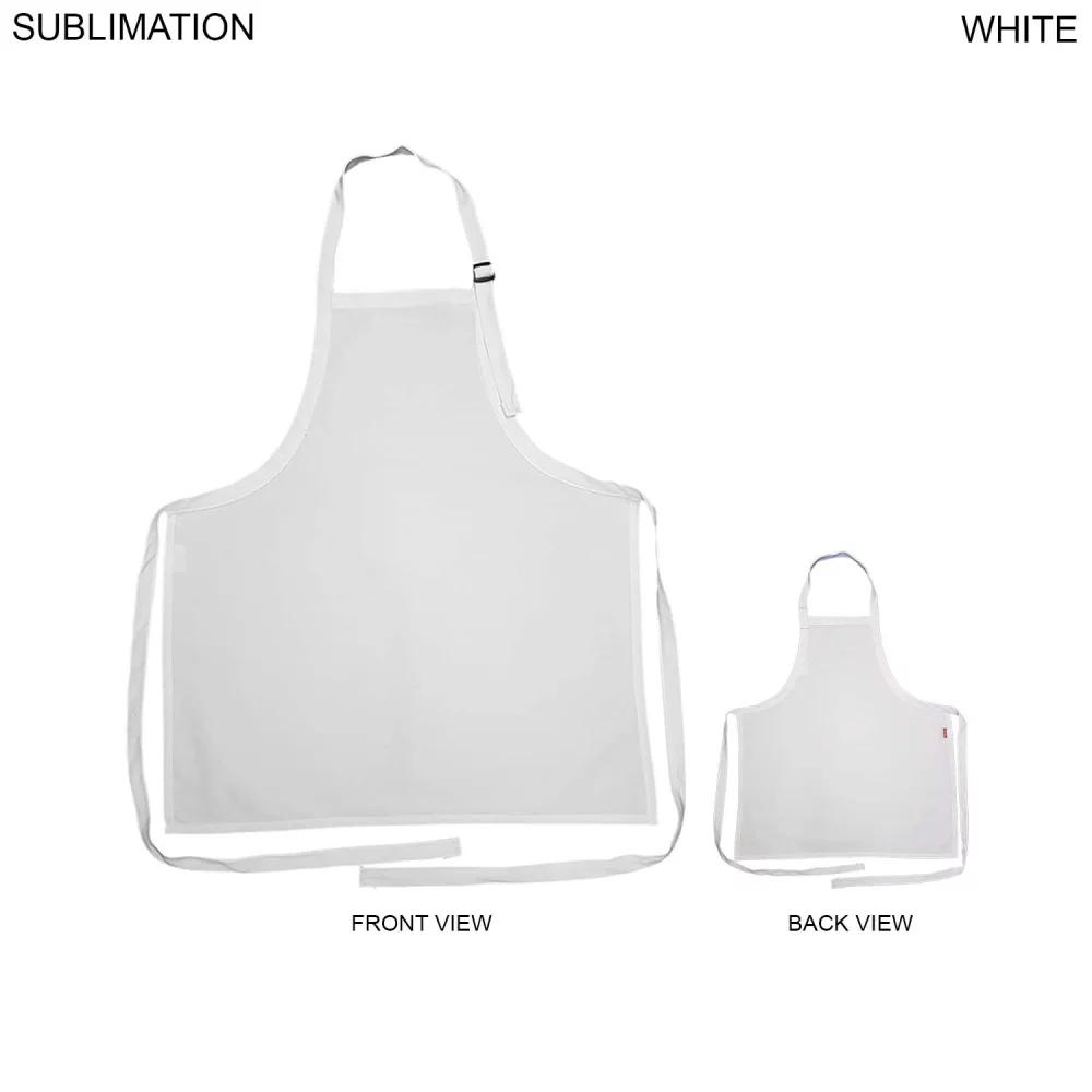 72 Hr Fast Ship - Domestic made Bib Apron, 25x28, No pockets, Adjustable Neck, Sublimated