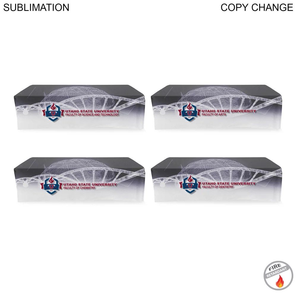 Faculty Table Cloth for 8' table, Drape style, 3 sided, Open Back, Have different Faculty names