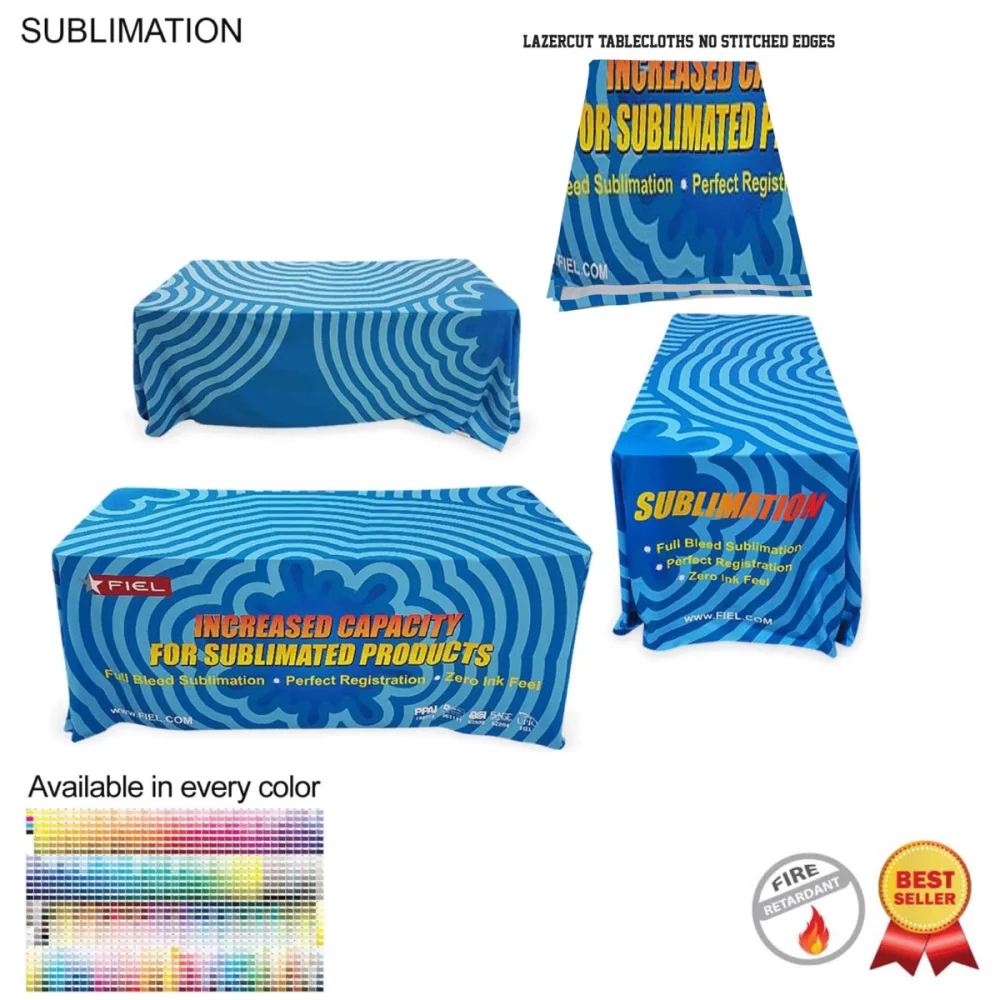 6' LazerCut 4-Sided Sublimated Tablecloth, Drape Style, Closed Back