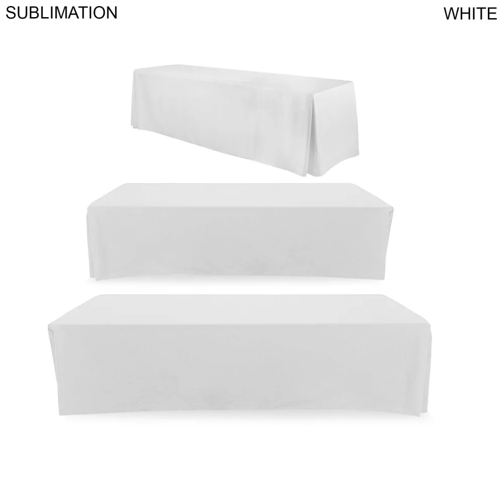 Nappe sublimée pour table de 10 pieds, style drapé, 4 côtés, dos fermé.