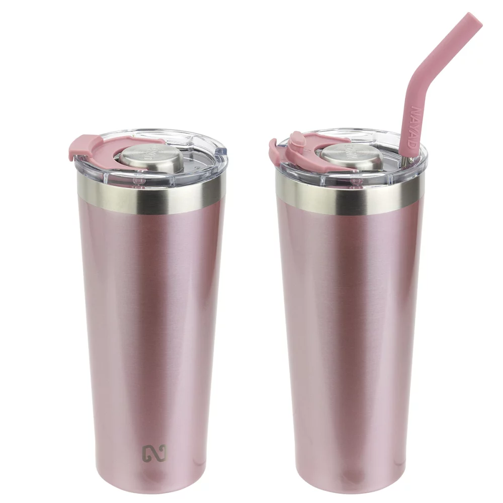 NAYAD® Trouper Gobelet isotherme double paroi en acier inoxydable de 22 oz avec paille