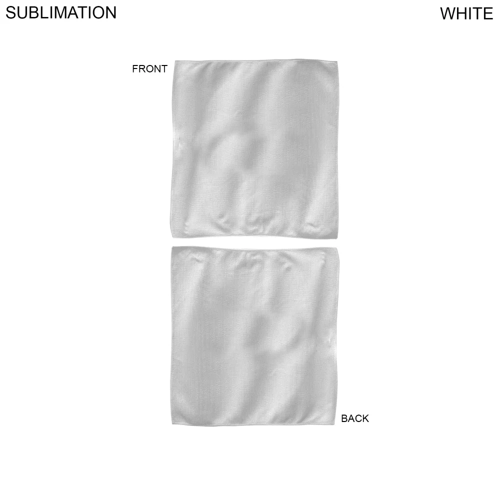 Serviette d'équipe et de parrainage en microfibre Dri-Lite Terry, 15x15, sublimée sur les 2 côtés de bord à bord.