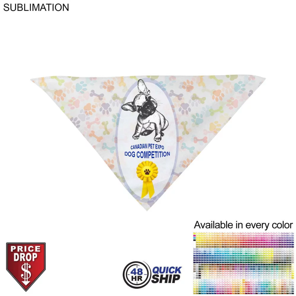 Livraison rapide en 48 heures - Bandana pour grand chien, 32x22x22, bords cousus, sublimé de bord à bord.