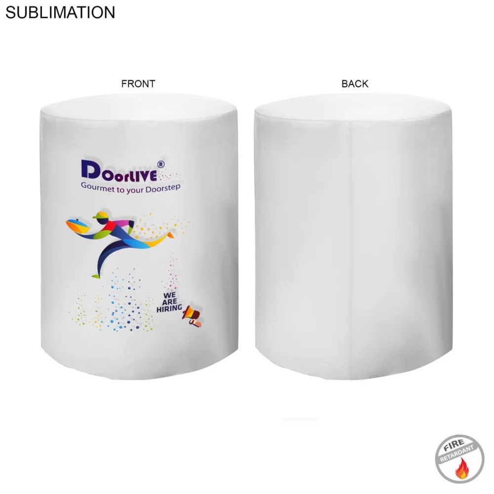 Sublimated Round Fitted Cruiser White Table Throw, Sublimated Full color