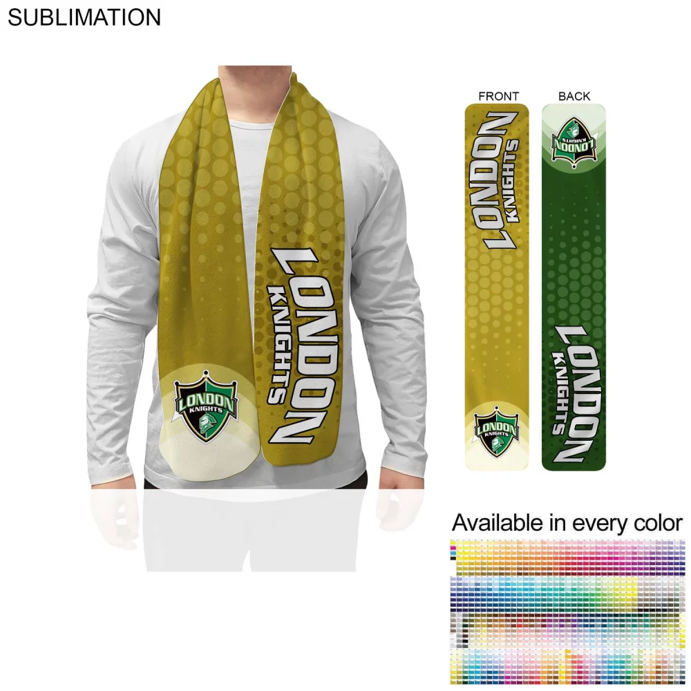 2-Tone Microfleece Scarf, Ultra Soft and Smooth, 8x60, Sublimated Edge to Edge BOTH sides