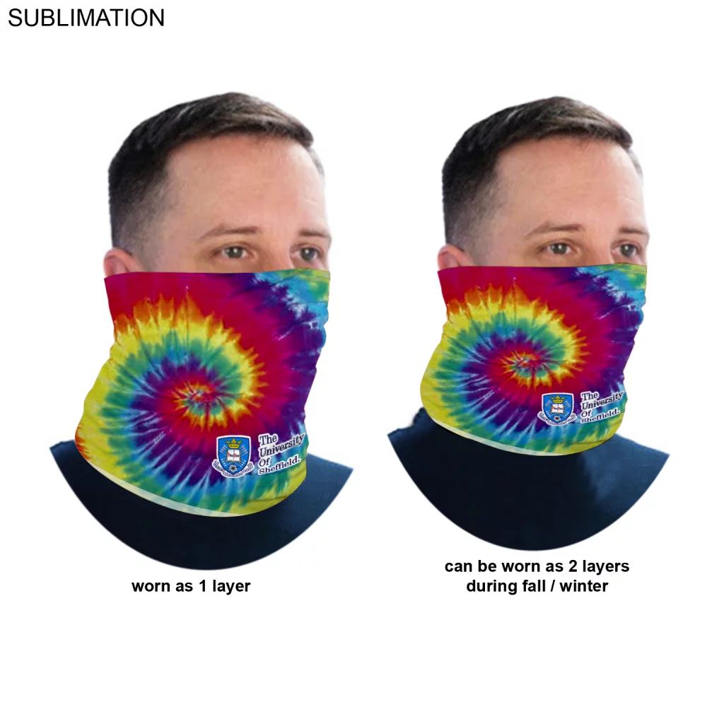 Sublimated BEST VALUE lightweight Seamless Winter Neck Gaiter which can be worn as 2-layers (2ply)