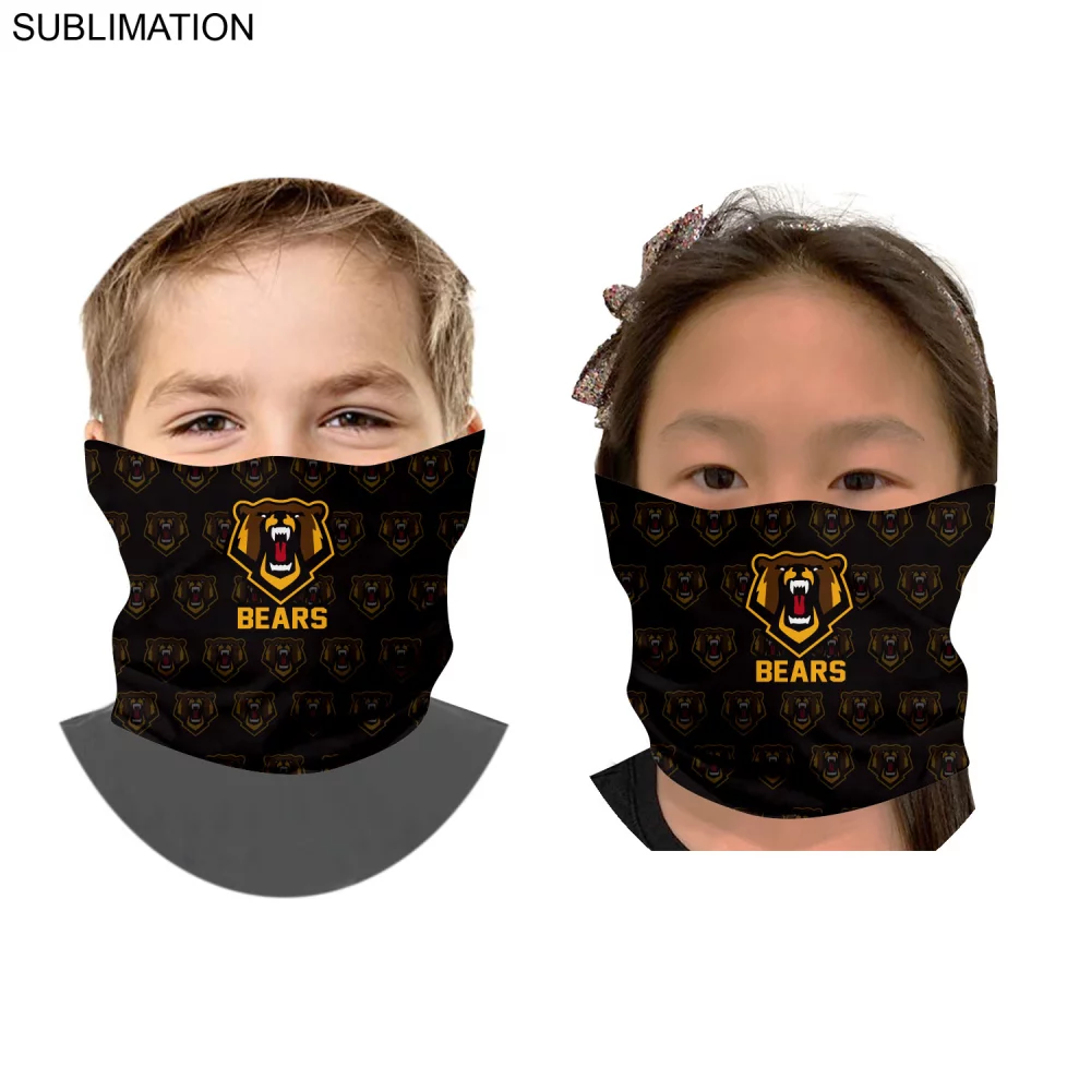 Cache-cou tubulaire pour jeunes masques faciaux, emballés individuellement.