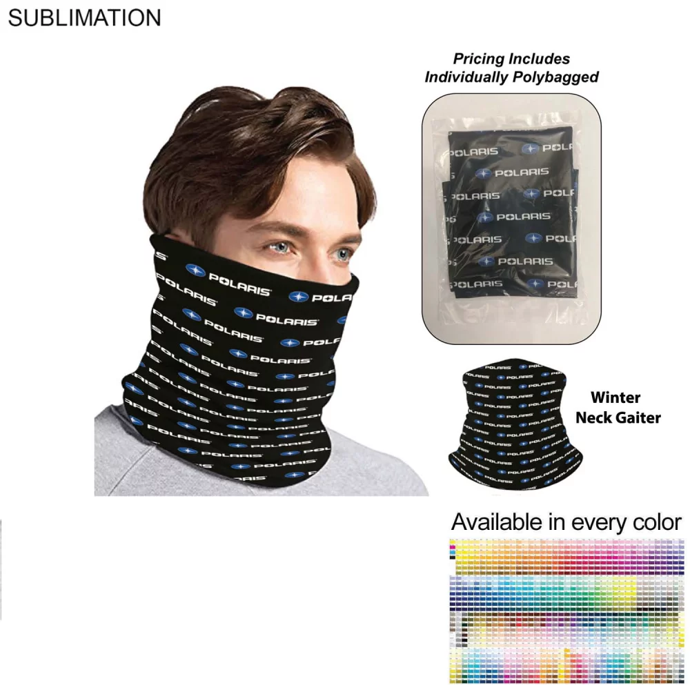 Individually Polybagged Sublimated Multifunction Tubular 2-Ply Winter Neck Gaiter