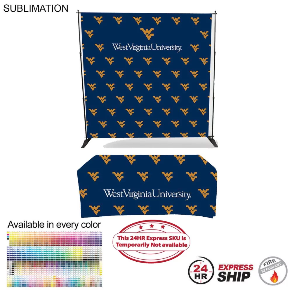 24Hr Express Ship- Tradeshow Booth Package 8' Expanding Display and 6' Sublimated PREMIUM Tablecloth
