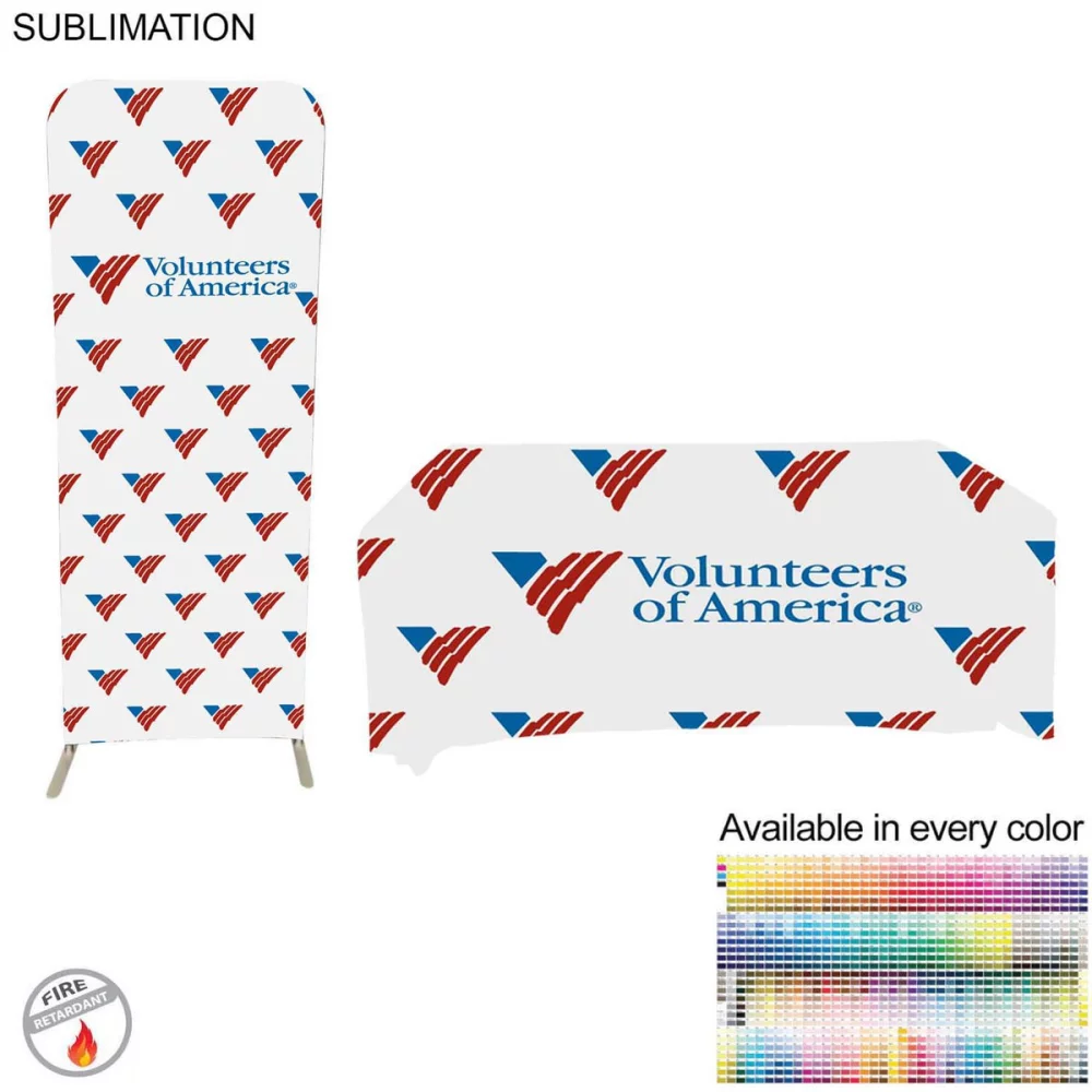 Tradeshow Booth Package Sleek, 2'wide Skinny EuroFit Wall Display + PREMIUM 6' Sublimated Tablecloth