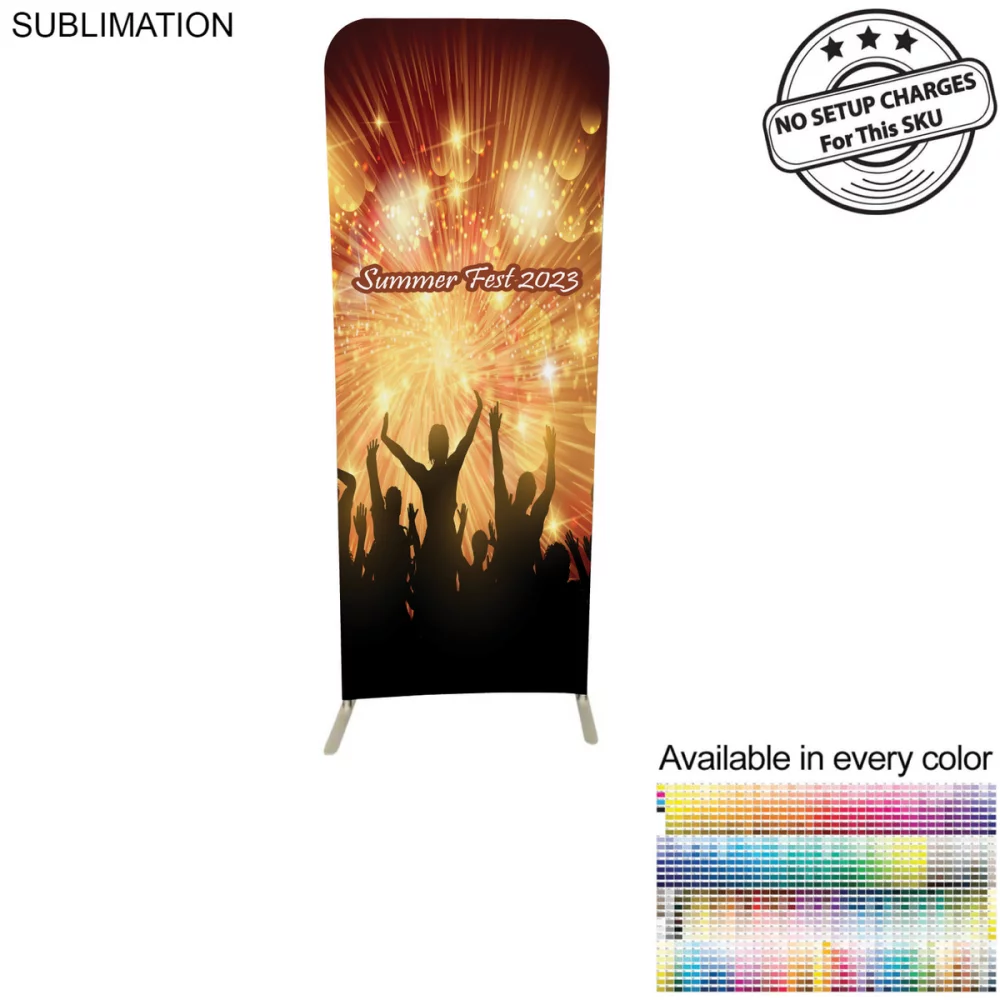 Kit d'affichage mural EuroFit Straight de 2'W x 78"H pour événement, avec graphiques en couleur recto verso.