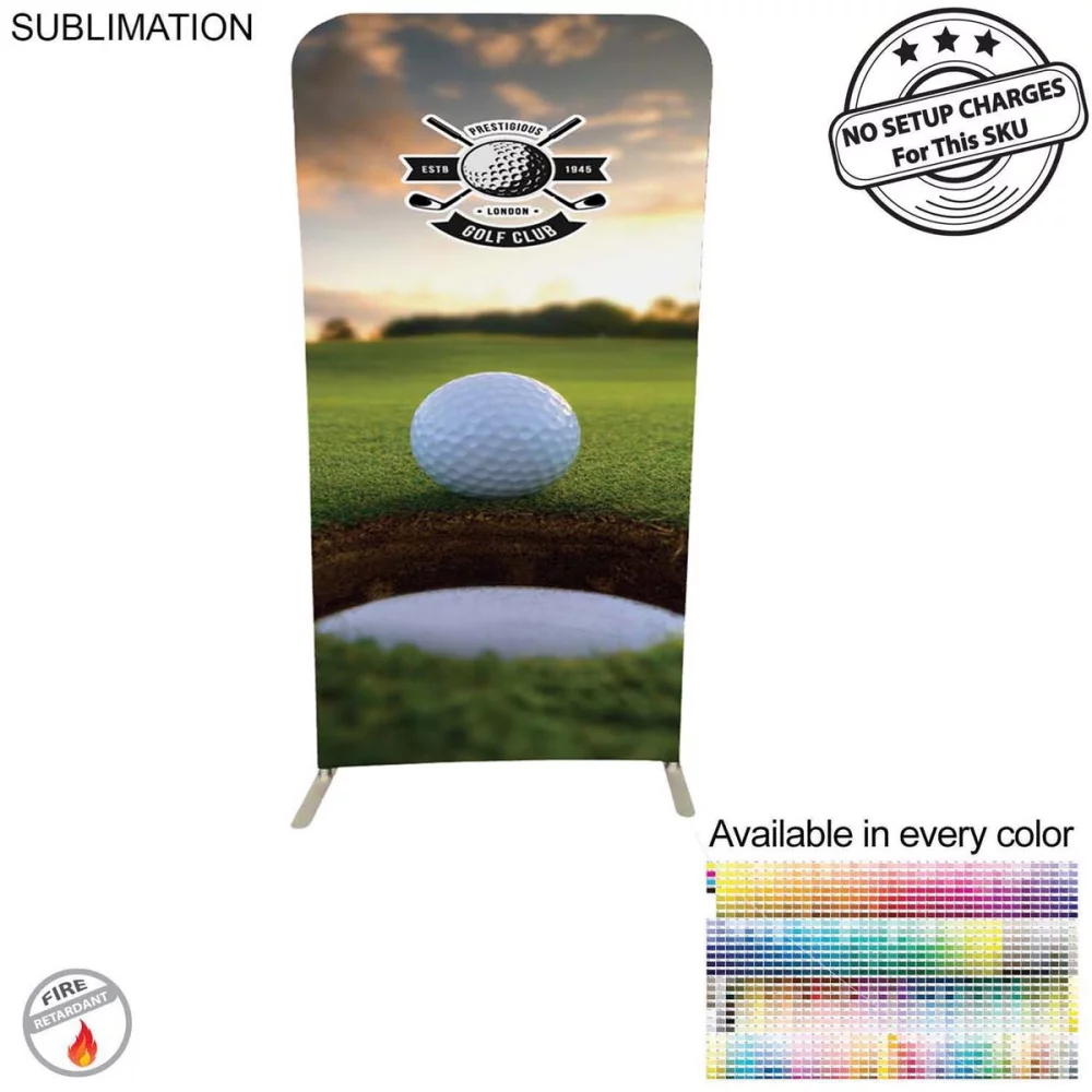 24 Hr Express Ship- Tradeshow Booth Package Sleek, 3'Wide EuroFit Display & 6' Sublimated Tablecloth