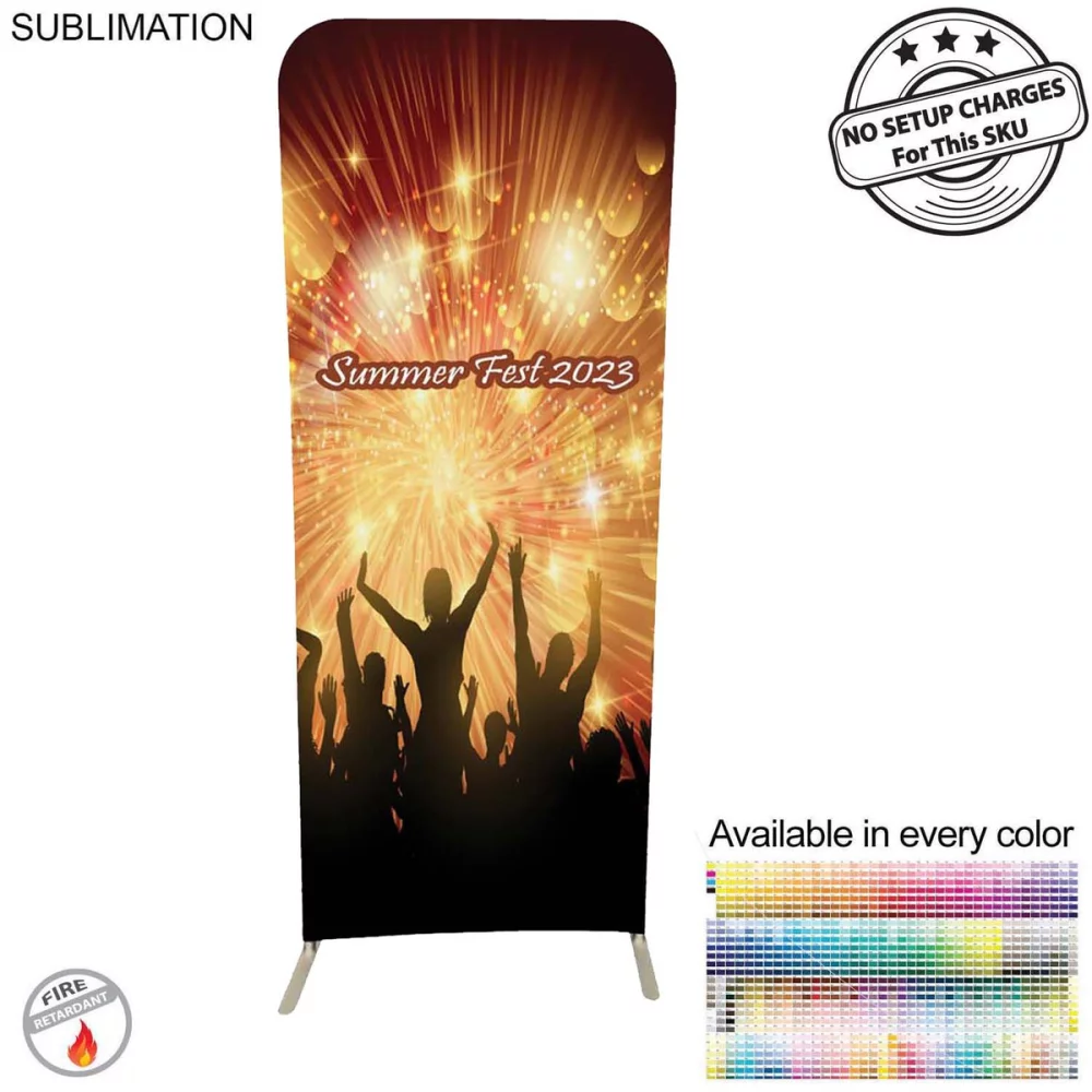 Tradeshow Booth Package Sleek, 3'w x 96"h Skinny EuroFit Display + PREMIUM 6' Sublimated Tablecloth