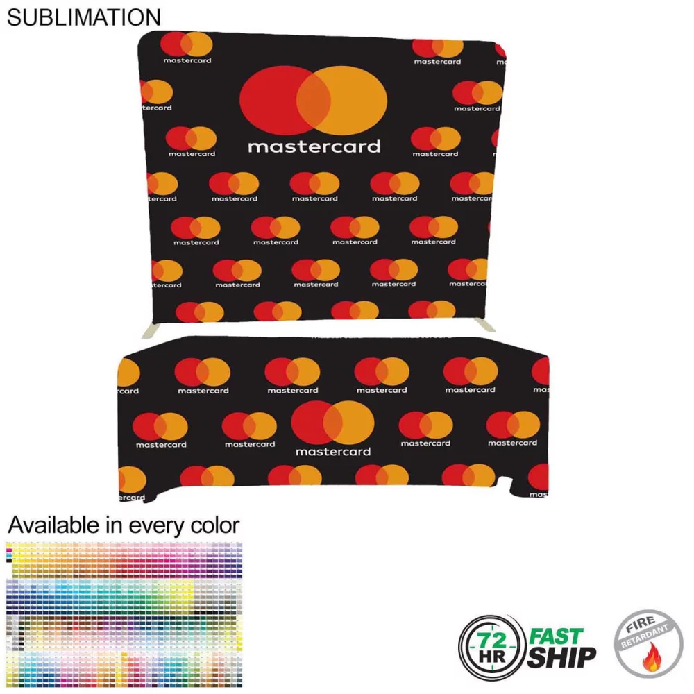 72 Hr Fast Ship - Tradeshow Booth Package Supreme, 8' EuroFit Display and 6' Sublimated Tablecloth