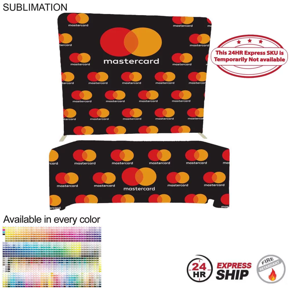 24 Hr Express Ship- Tradeshow Booth Package Supreme, 8' EuroFit Display and 6' Sublimated Tablecloth