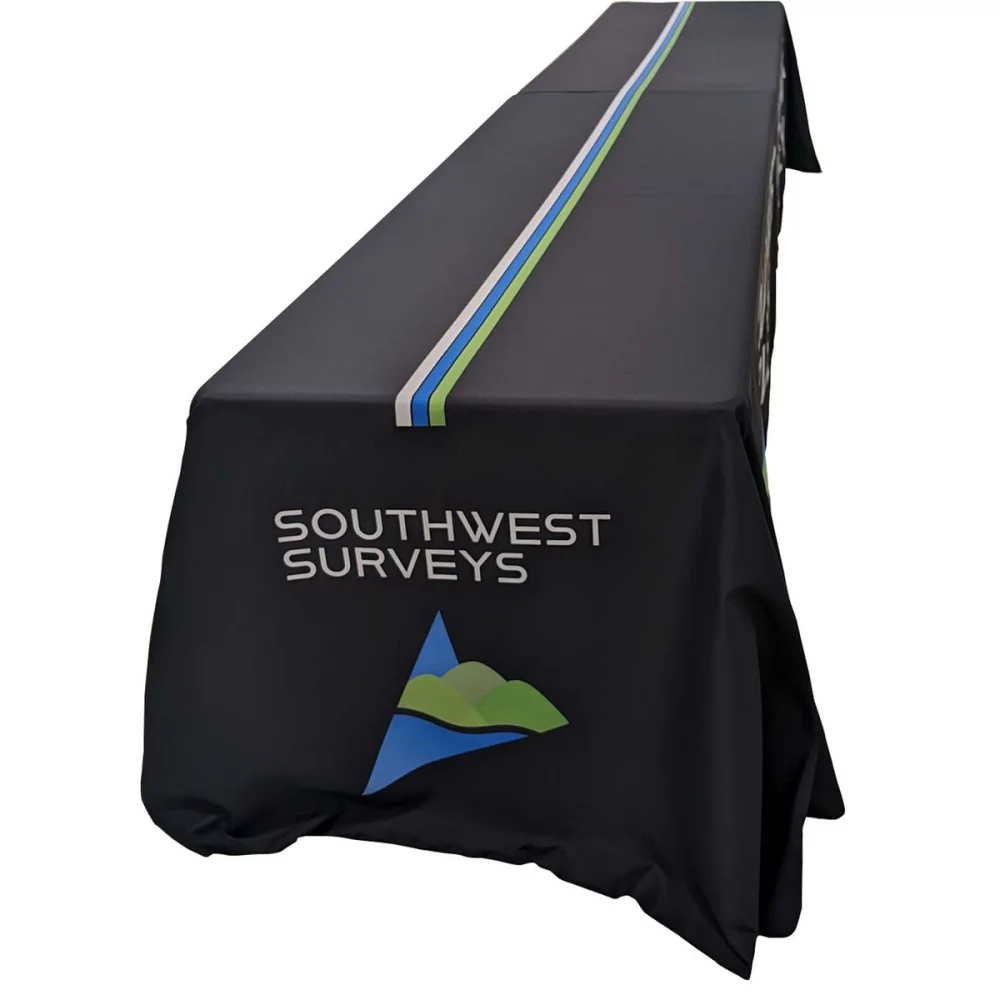 72 Hr Fast Ship - Sublimated Table Cloth for 16' table (or 2 x 8' tables combined), Closed back