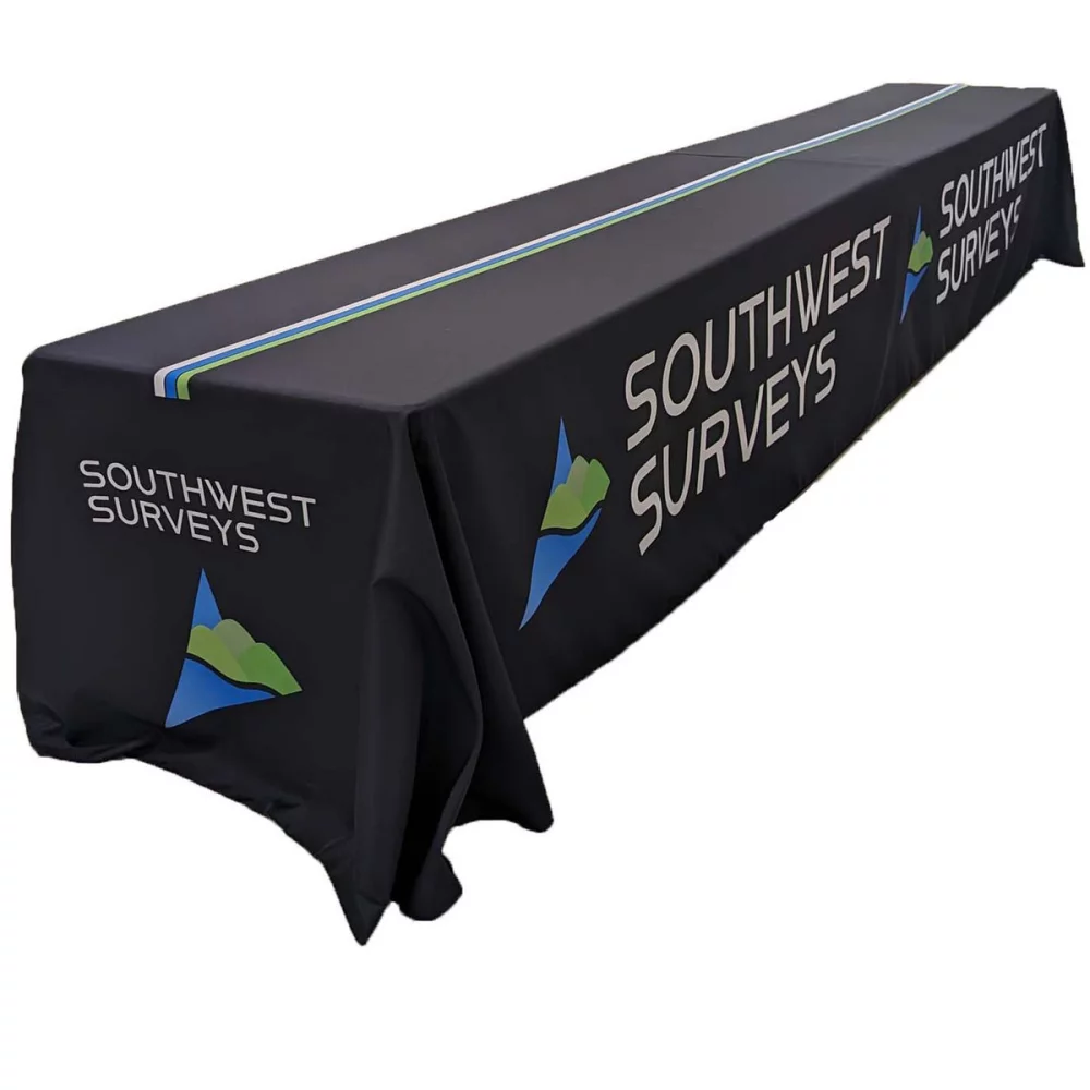 24 Hr Express Ship - 16' LazerCut, 4-Sided Sublimated Tablecloth, (on 2 x 8ft tables combined)
