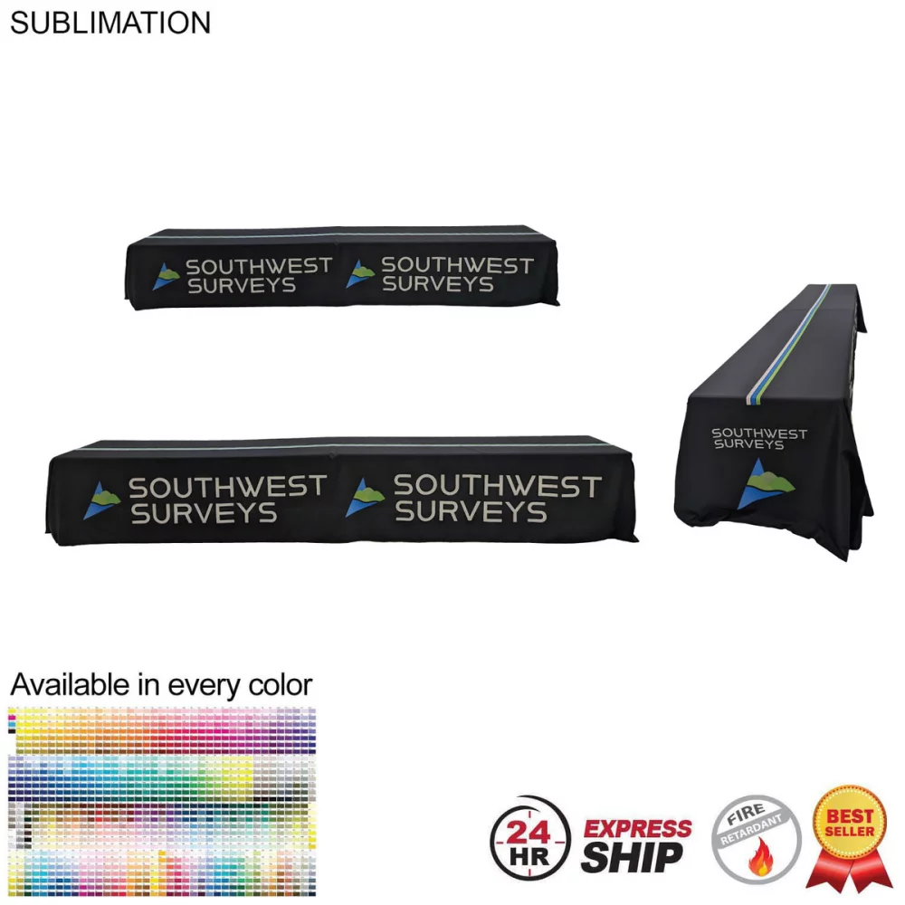 24 Hr Express Ship - Sublimated Table Cloth for 16' table (or 2 x 8' tables combined), Closed back