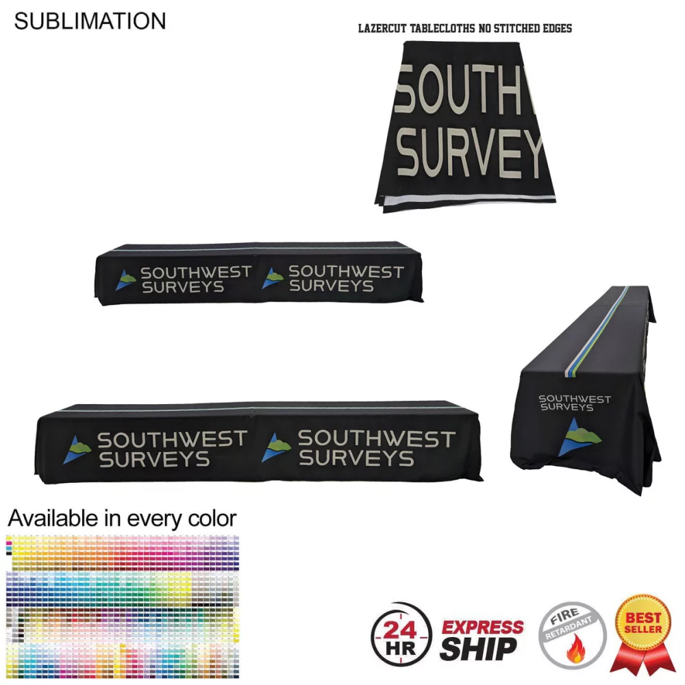 24 Hr Express Ship - 16' LazerCut, 4-Sided Sublimated Tablecloth, (on 2 x 8ft tables combined)