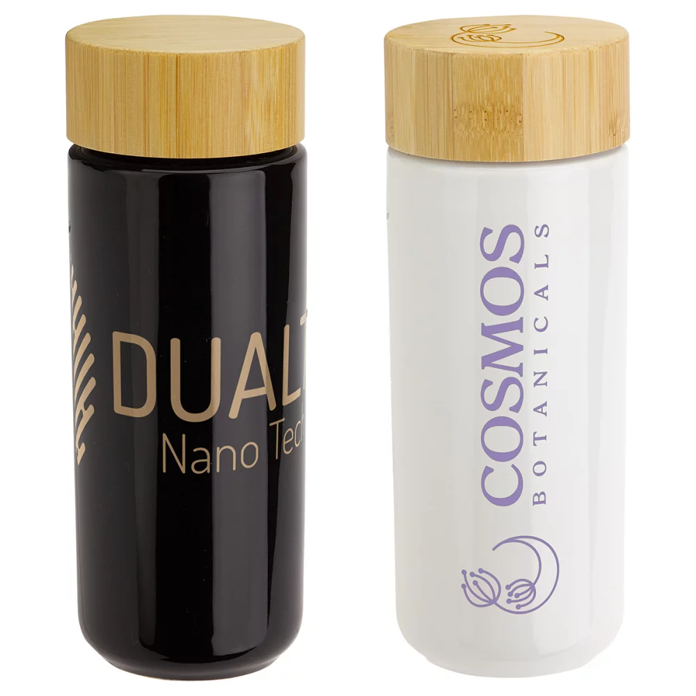 Gobelet en céramique Milan de 10 oz avec couvercle en bambou