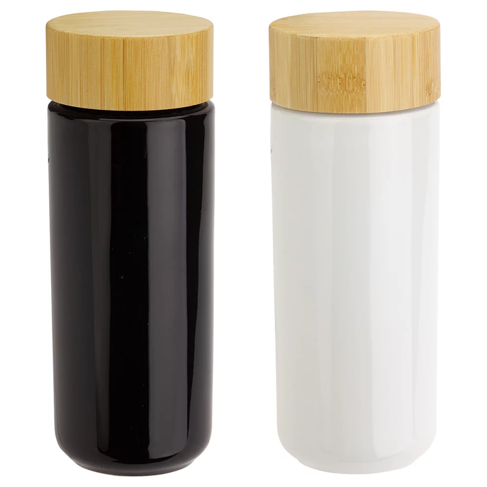 Gobelet en céramique Milan de 10 oz avec couvercle en bambou