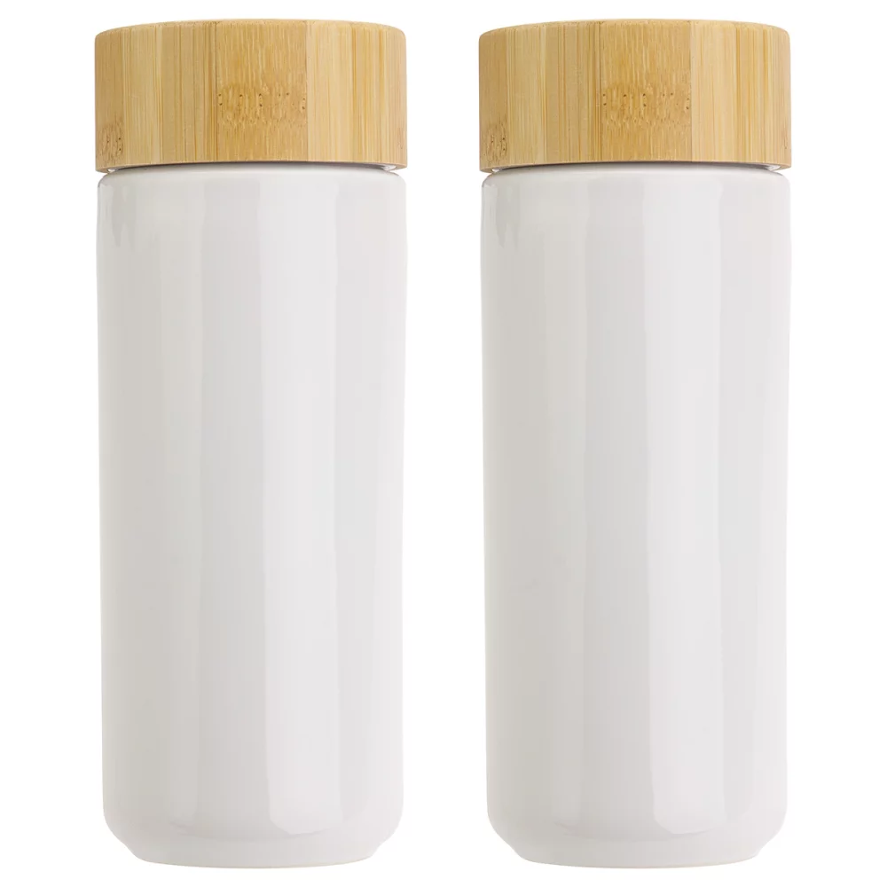 Gobelet en céramique Milan de 10 oz avec couvercle en bambou