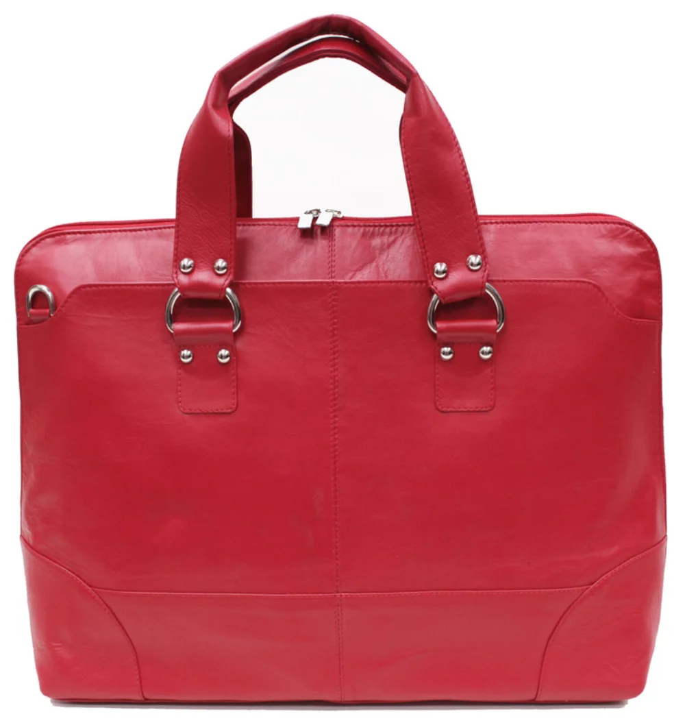 Mallette zippée en cuir de vachette rouge pompier texturé pour dames de la marque Ashlin® Designer Kellin.