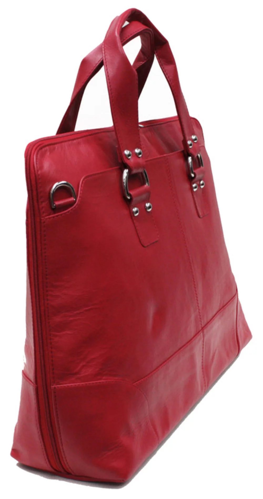 Mallette zippée en cuir de vachette rouge pompier texturé pour dames de la marque Ashlin® Designer Kellin.